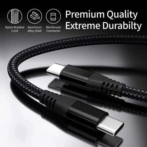 Black Nylon Braided Aluminium Alloy Shell Type-C Usb Charging Cables