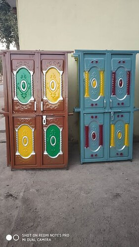 Double Opening Iron Door - 6-7 Feet Height, Color Coated | Corrosion Resistant, Hinged Design for Commercial Applications