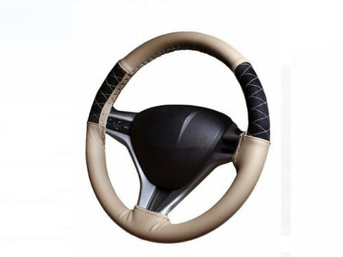 White And Black Hand Stitched Rexine Universal Car Steering Wheel Cover Vehicle Type: 4 Wheeler