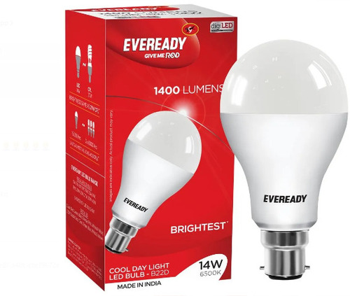 14 वॉट डोम शेप्ड व्हाइट बेस22 सिरेमिक बॉडी कूल एंड डेलाइट एवरेडी LED बल्ब रंग तापमान: 6500 केल्विन (K)