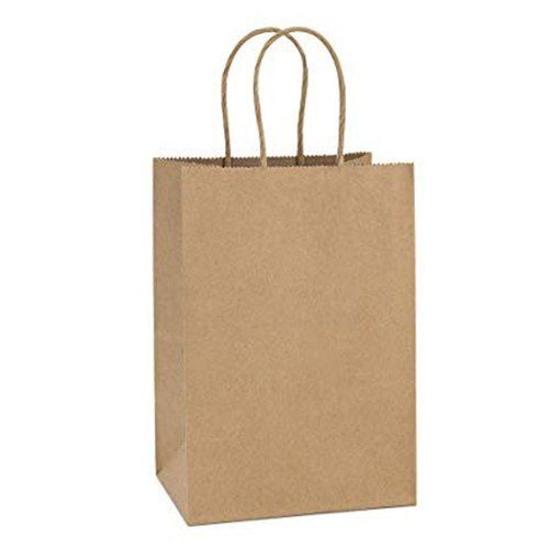 3 Kilograms Capacity Brown Rectangular Plain Pattern Paper Carry Bag