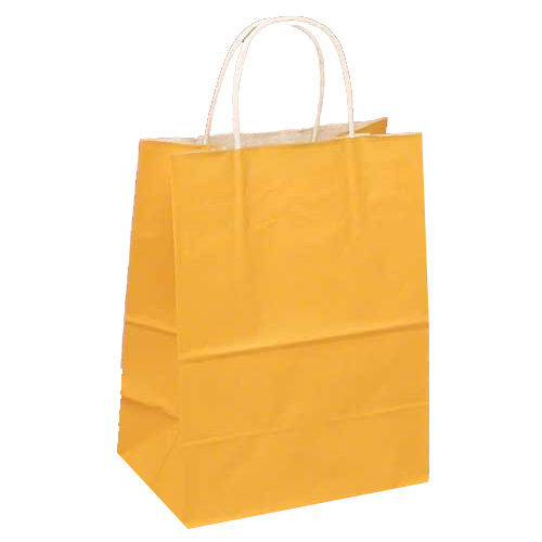 5 Kilograms Capacity Yellow Rectangular Loop Handle Kraft Paper Bag