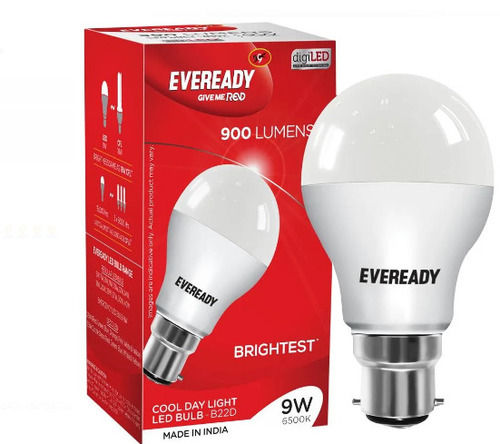 9 Watt Dome Shaped White Ceramic Body Cool And Daylight Eveready Led Bulbs  Application: Lighting