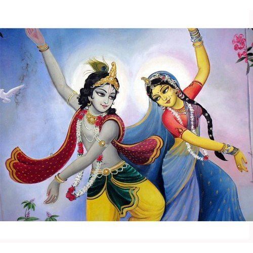 Multicolor Decorative Design And Modern Dancing Radha Krishna Wall Sticker Size Dimension 12 2D Stickers 