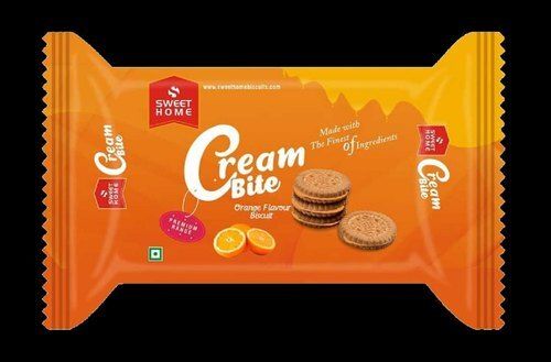 Delicious Mouth Watering And Crunchy Sweet Cream Bite Orange Biscuit Application: Industrial