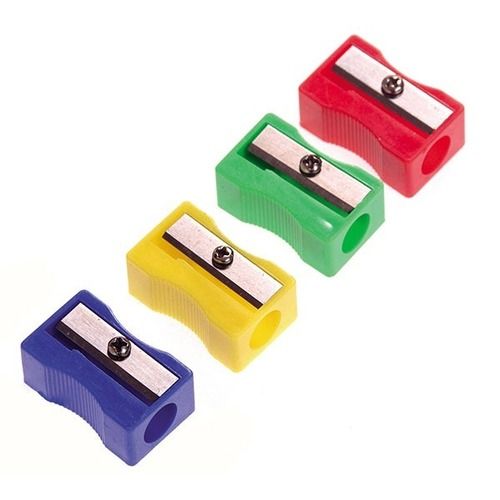 Set Of Four Rectangle Shaped Blue Yellow Green And Red Abs Plastic Sharpeners  Perfect Bound