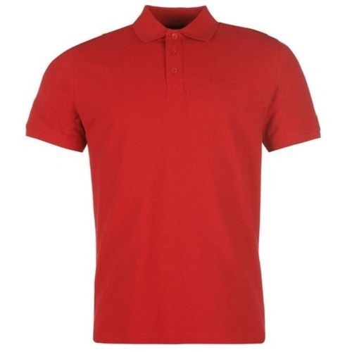 Red Plain Half Sleeve Polo Neck Breathable Cotton T Shirts For Men