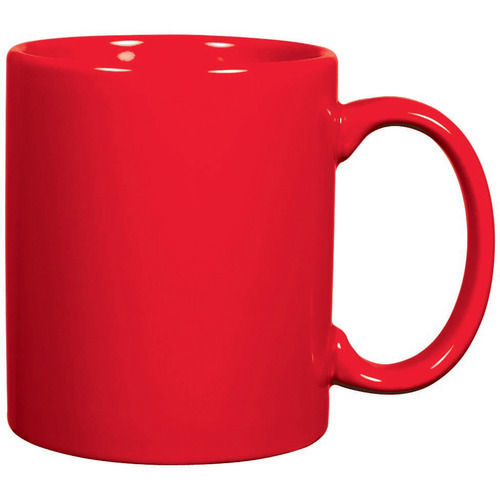 Round Shape And Plain Red Color Ceramic Coffee Mug With Anti Crack Properties