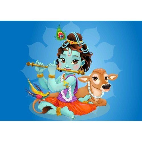 Wall Design Stylish Look And Paper Type Lord Krishna Wall 2d Stickers