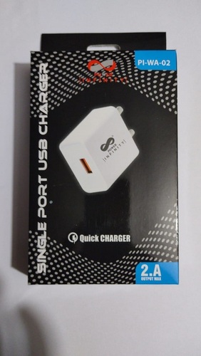 6 Ampere Current Rectangular White Plastic And Rubber Fast Mobile Charger - PVC Material, White, Unique Horizontal Design , 4X Faster Charging Solution for Mobile Phones