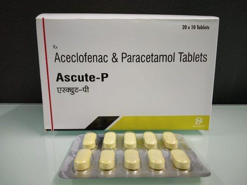 Ascute-P Aceclofenac And Pracetamol Tablets 20X10 Tablets Age Group: Suitable For All Ages