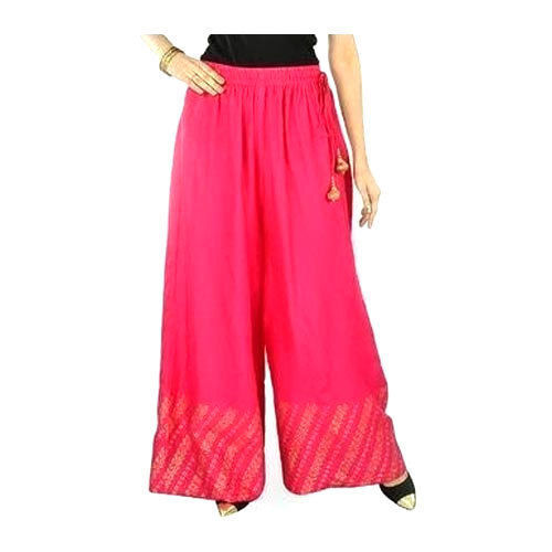 Comfortable Casual Wear Easy To Clean Trendy Pink Stitched Cotton Ladies Palazzo Dimension(L*W*H): 66X24X34 Inch (In)