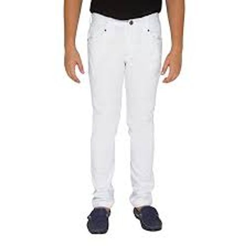 Cotton Plain White Color Jeans For Mens