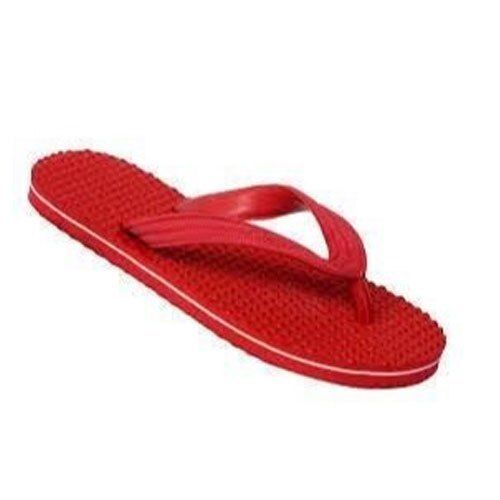 Red Dotted Modern And High Rich Look Stylish Plain Rubber Slipper For Men