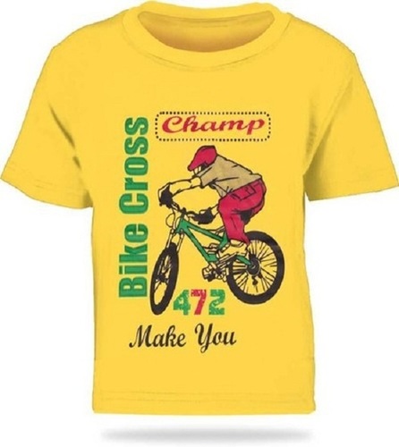 Yellow Printed Breathable Skin Friendly Wrinkle Free Round Neck Half Sleeve Cotton T Shirts For Men Gender: Male