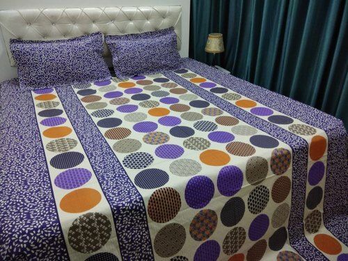 Beautiful Designs Lightweight Multicolor Printed Cotton Double Bed Sheet