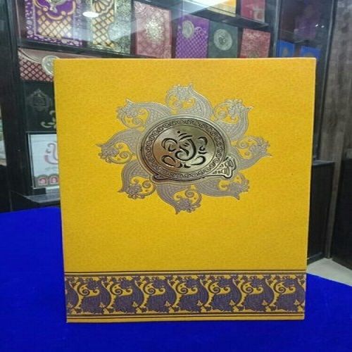 Beautiful Elegant And Light Weight Design Ganesha Paper Yellow Wedding Card