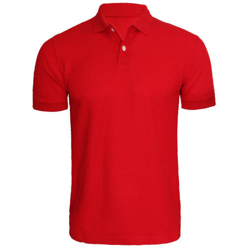 Breathable Skin Friendly Wrinkle Free Plain Red Polo Neck Half Sleeve Cotton T Shirts For Men Gender: Male