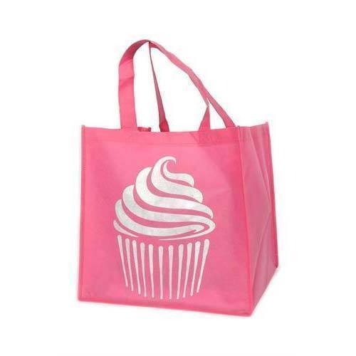 D Cut, Loop Handle Recyclable Pink Color Non Woven Printed Bag