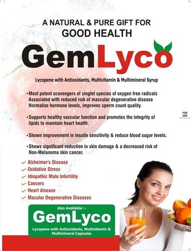 GemLyco Syrup (Lycopene with Antioxidants, Multivitamin & Multimineral)