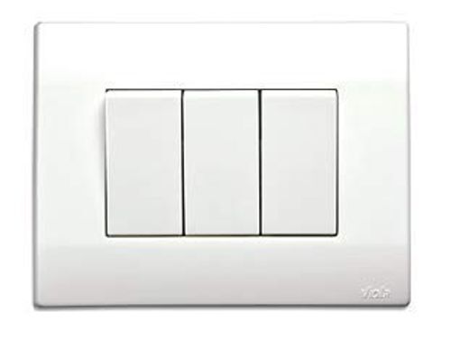 White Hard Structure Water-Resistance Electrical Modular Switchs, 3 Module