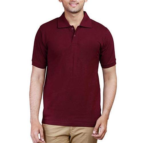 Plain Brown Collar Neck Half Sleeve Breathable Skin Friendly Wrinkle Free Cotton Corporate T-Shirt For Men Gender: Male