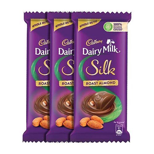 Softer Smoother Creamier Taste Cadbury Dairy Milk Silk Roasted Almonds Chocolate Bar