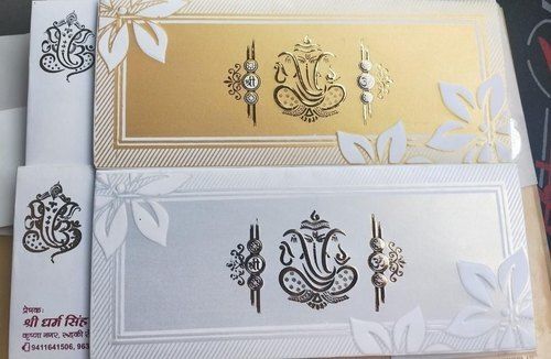 Stylish Design Light Weight Elegant And Beautiful Rectangular Ganesh Theme Wedding Card