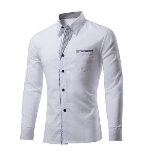 White Collar Neck Full Sleeve Breathable Skin Free Good Look Plain Fancy Shirts For Mens  Gender: Male