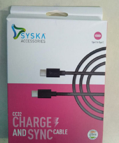 1 Meter Length Pvc Material Syska Cc32 Black Type C Cable For Fast Charging 