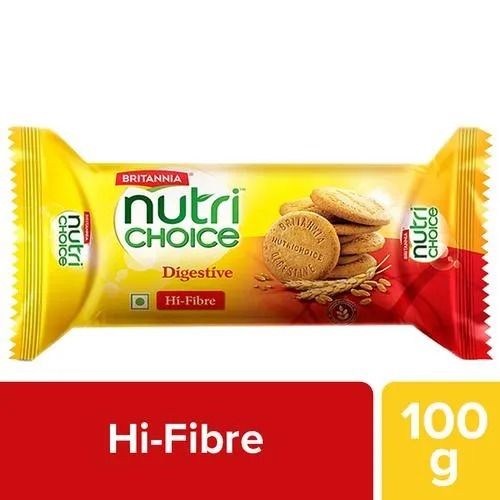 100 Gram Packaging Size Brown Round Hi Fiber Britannia Nutri Choice Biscuits