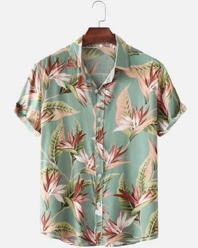 Comfortable And Breathable Short Sleeves Floral Printed Cotton Shirt  Age Group: 18-45 Years