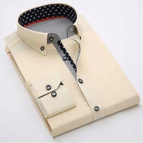 Cream Shade Casual Wear Comfortable And Breathable Plain Cotton Shirt  Age Group: 18-45 Years