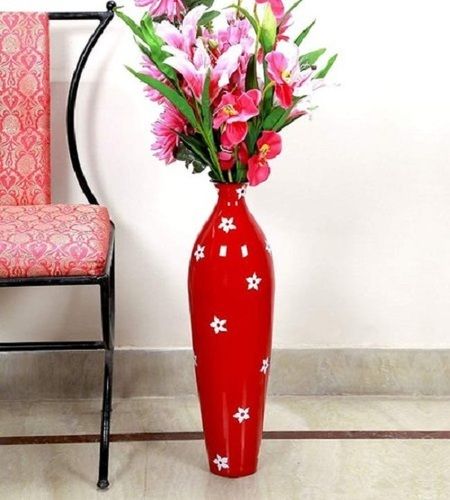 Highly Durable And Crack Resistant Red White Printed Stone Flower Pot