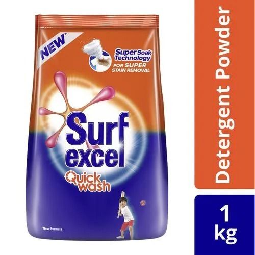 Pack Of 1 Kg White Colour Powder Form Stain Remover Surf Excel Detergent Powder Benzene %: 10