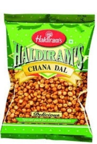 50 Grams Pack Size Yellow Round Crispy And Spicy Haldiram Chana Dal Namkeen 
