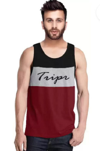 Black And Maroon Plain Cut Sleeve Round Neck Sports Wear Tripr Men Cotton Vest