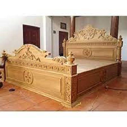 Durable Glossy Fine Finish Termite Resistance Brown Designer Wooden Bed