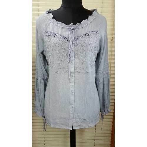 Casual Wear Grey Color Cotton Ladies Tops