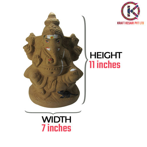 Handmade, Eco Friendly and Nominal Rates Ganesha Vijaya Ganapathi, Height 11 Inches