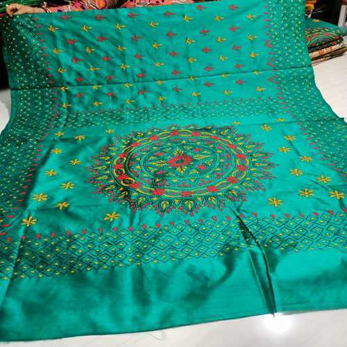 Sea Green Printed Party Wear Modern And Trendy Silk Saree