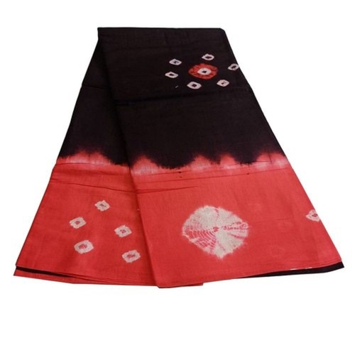 Printed Pure Cotton Saree - Elegant Red with Black Pattern | Lightweight Breathable Versatile for Formal and Casual Occasions