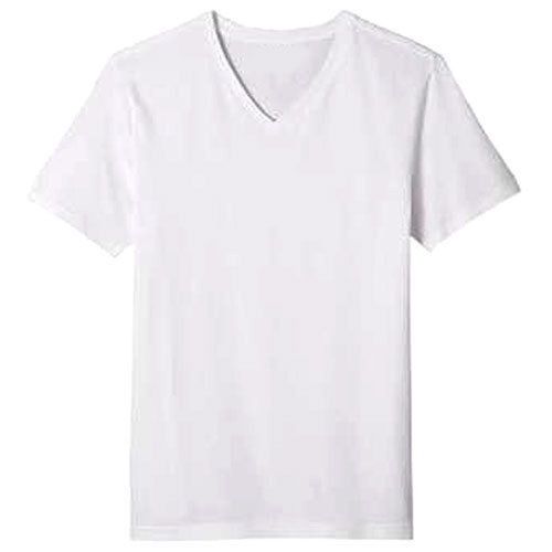 Casual Wear White Plain V Neck Half Sleeve Cotton T-shirt For Men