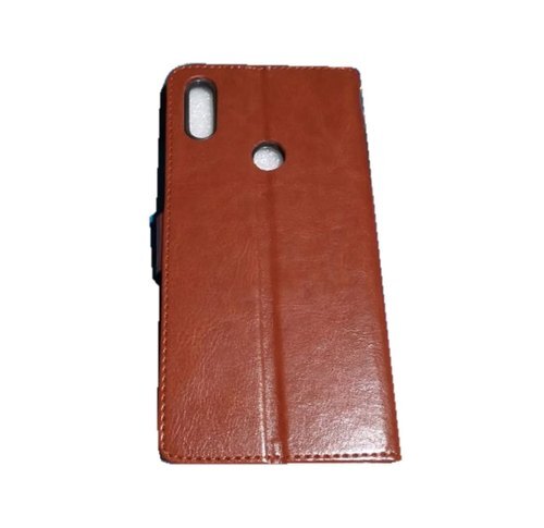 Dust And Scratch Resistance Mobile Flip Cover With Smooth Texture - Leather Material, Brown Color | Full Protection For Your Phone, Stylish Design