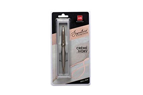Good Quality 0.7 Mm Grip Cello Signature Creme Ivory Ball Pen Blue Pack Of 10 
