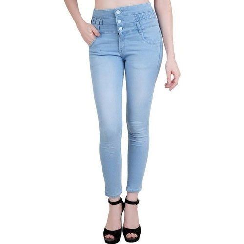 Ladies Regular Fit Comfortable And Breathable Fancy Light Blue Denim Jeans 