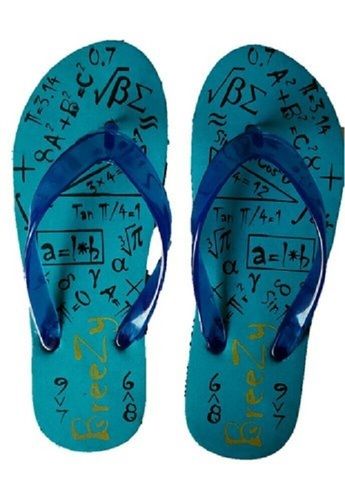 Men Casual Wear Lightweight Slip Resistance Printed Blue Flip Flop Slippers