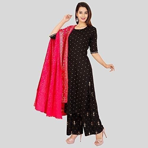 Women Comfortable And Breathable Round Neck Short Sleeves Black Printed Salwar Suit