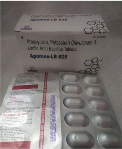 Amoxycillin Potassium Clavulanate And Lactic Acid Bacillus Apomox - Lb 625 Tablets