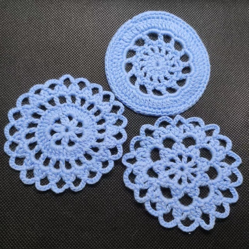 Cotton Embroidery Blue Fabric Flower Design Applique for Clothes and Scarves